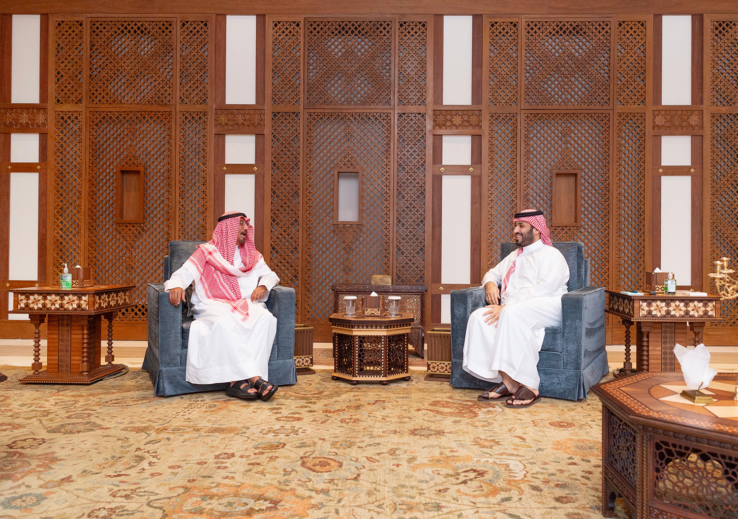Prince Mohammad bin Salman bin Abdulaziz Al Saud receives His Highness the Prime Minister of Kuwait Sheikh Dr. Mohammad Sabah Al-Salem Al-Sabah