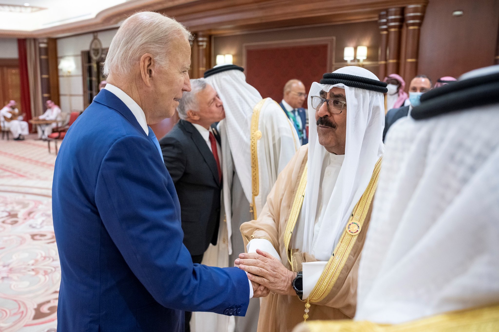 حضرة صاحب السمو أمير البلاد الشيخ مشعل الأحمد الجابر الصباح مع الرئيس الأمريكي جو بايدن