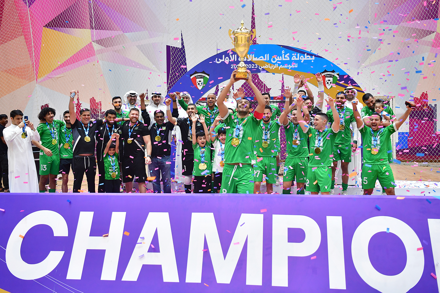 Al-Arabi SC Captain holds Futsal Cup