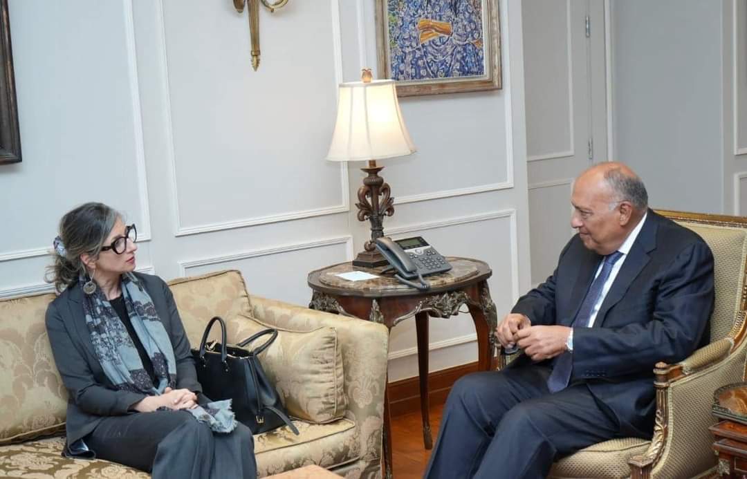 Le ministre égyptien des Affaires étrangères avec La rapporteuse spéciale sur la situation des droits de l’homme dans les territoires palestiniens occupés