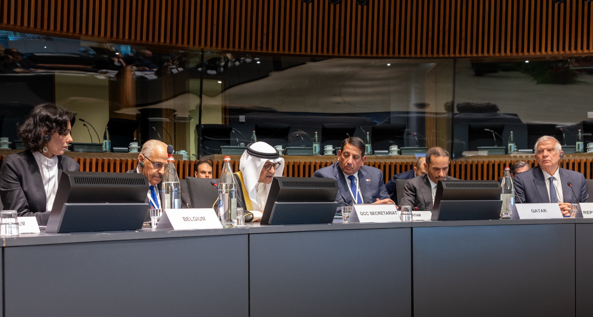 Secretary General of The Gulf Cooperation Council (GCC) Jassem Al-Budaiwi during the meeting