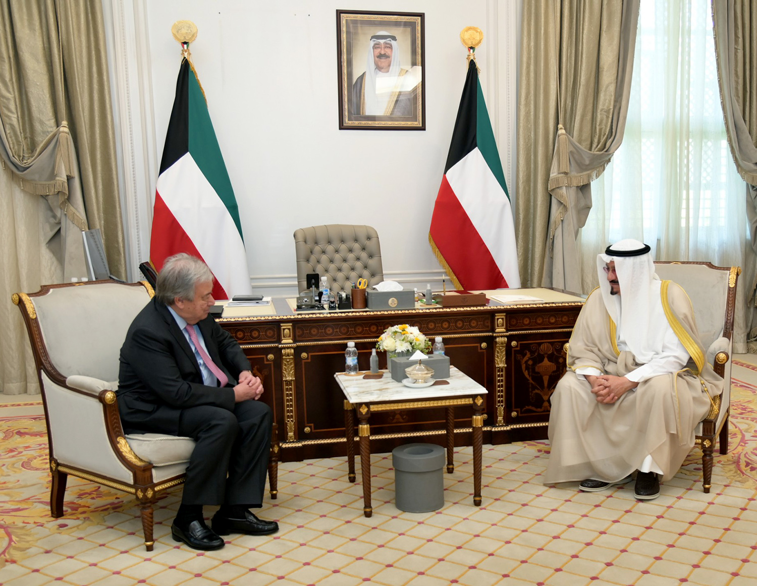 Prime Minister-designate Sheikh Ahmad Abdullah Al-Ahmad Al-Sabah received United Nations Secretary General, Antonio Guterres