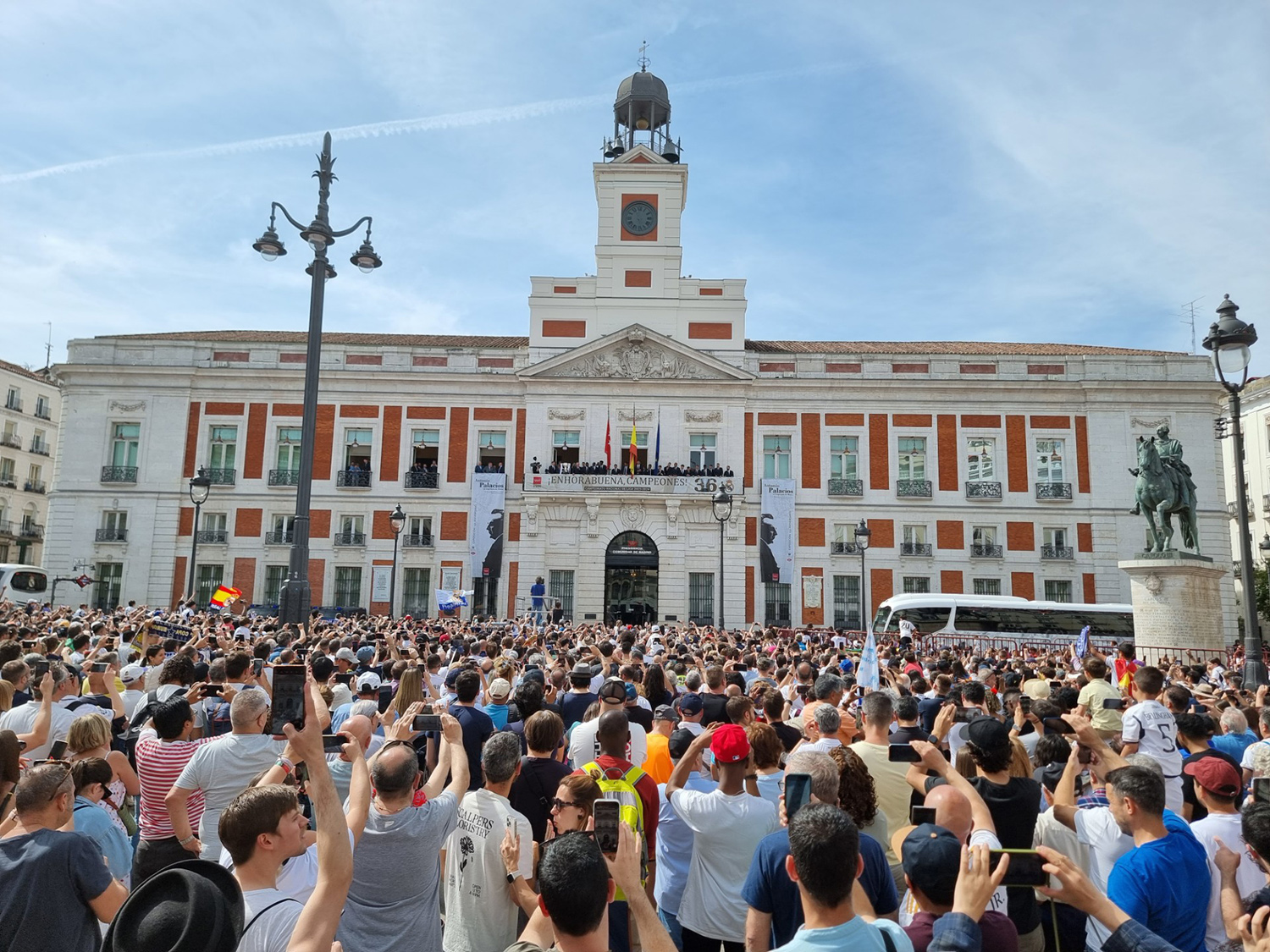 Part of the celebration in Puerta del Sol, Madrid.