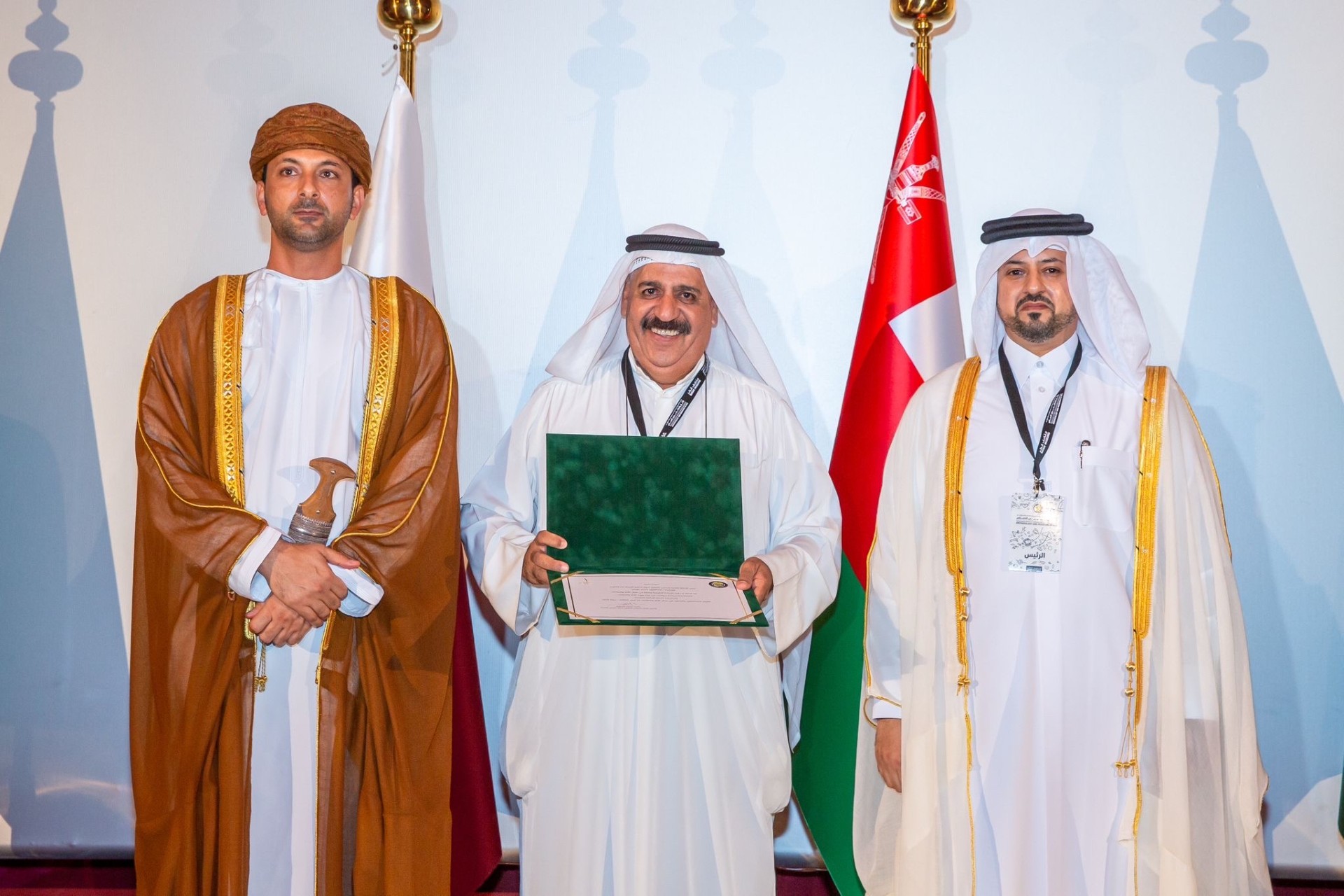 Museum's Deputy President Hussain Al-Qattan receiving the certificate at the 22nd meeting of the GCC Undersecretaries Responsible for Antiquities and Museums
