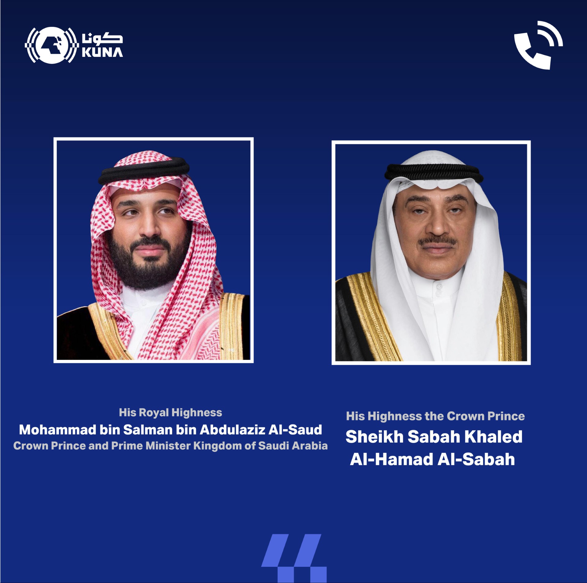 Kuwait Crown Prince receives condolences from Saudi counterpart over Sheikh Salem's demise