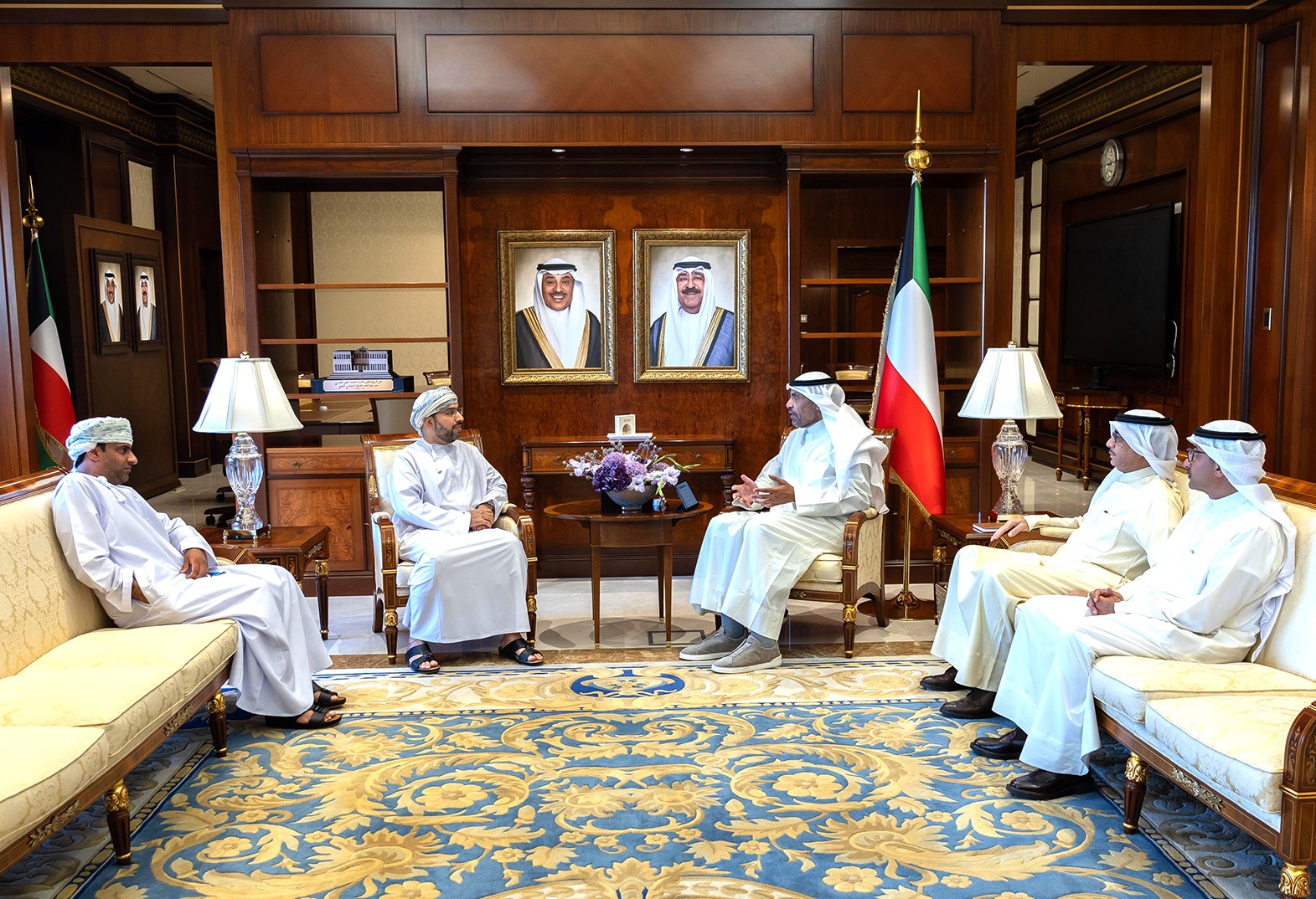 Foreign Minister Abdullah Al-Yahya receives Oman's Ambassador to Kuwait Dr. Saleh Al-Kharousi