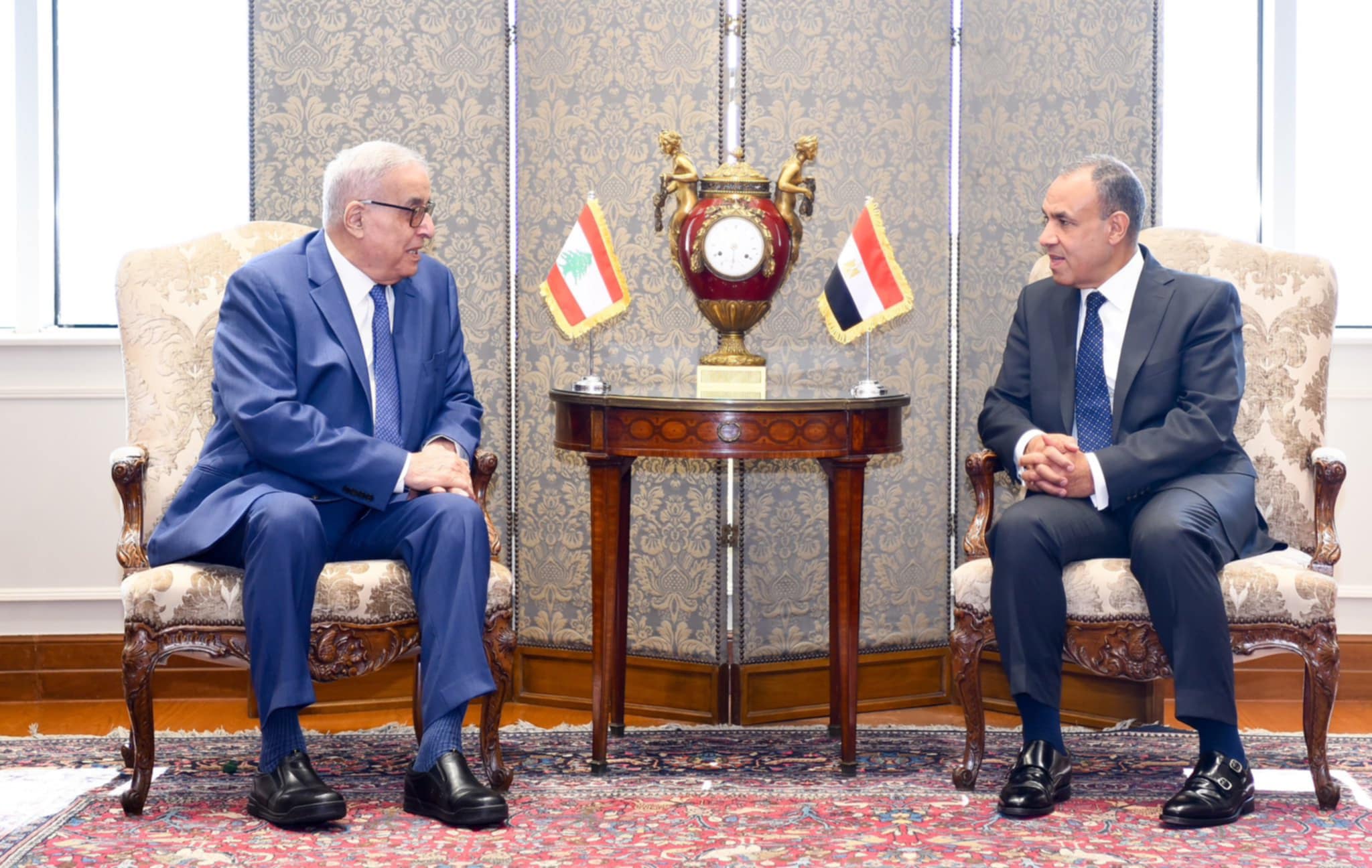 Egyptian Foreign Minister with his Lebanese counterpart