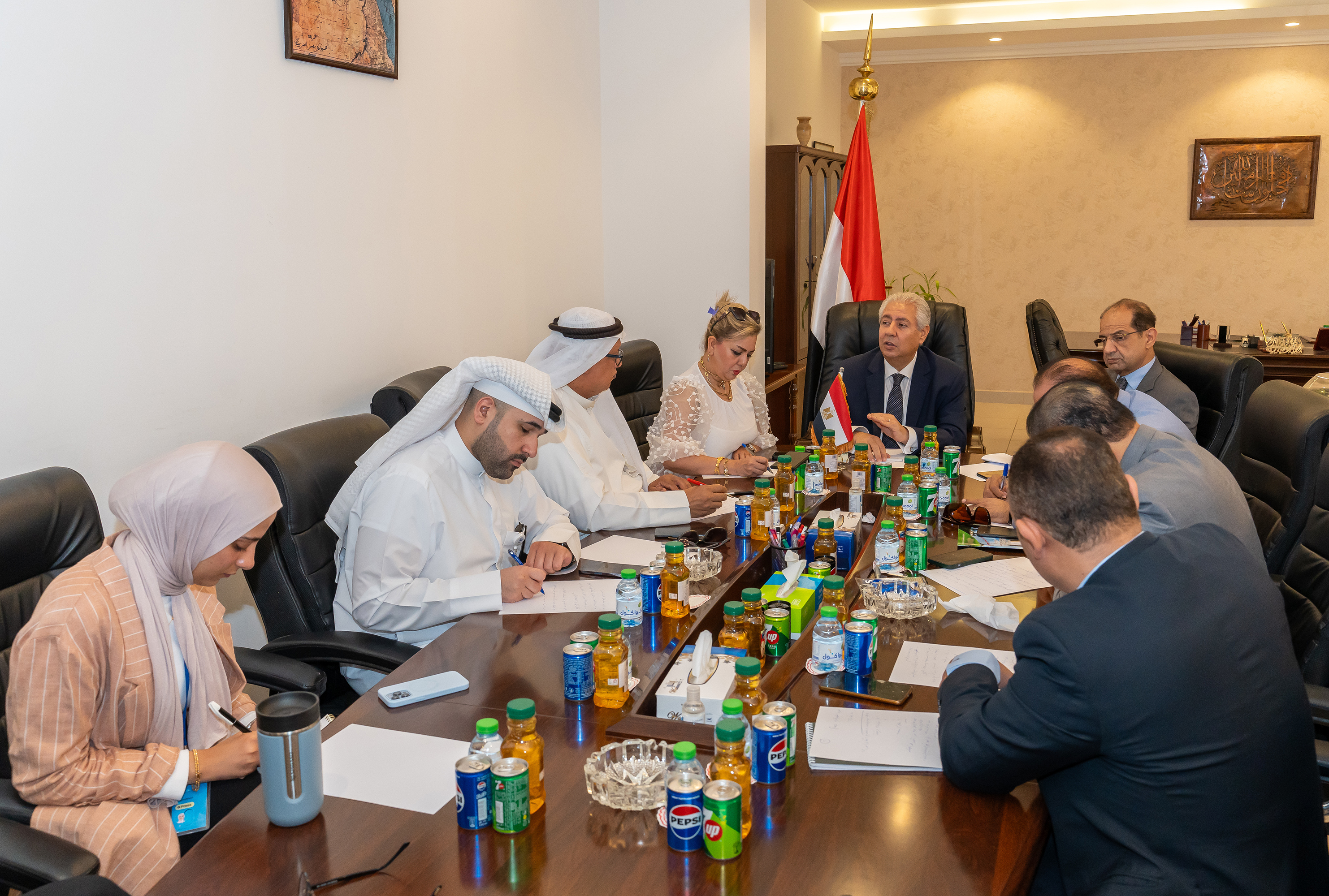 Egyptian Ambassador in Kuwait Osama Shaltout speaks to reporters 