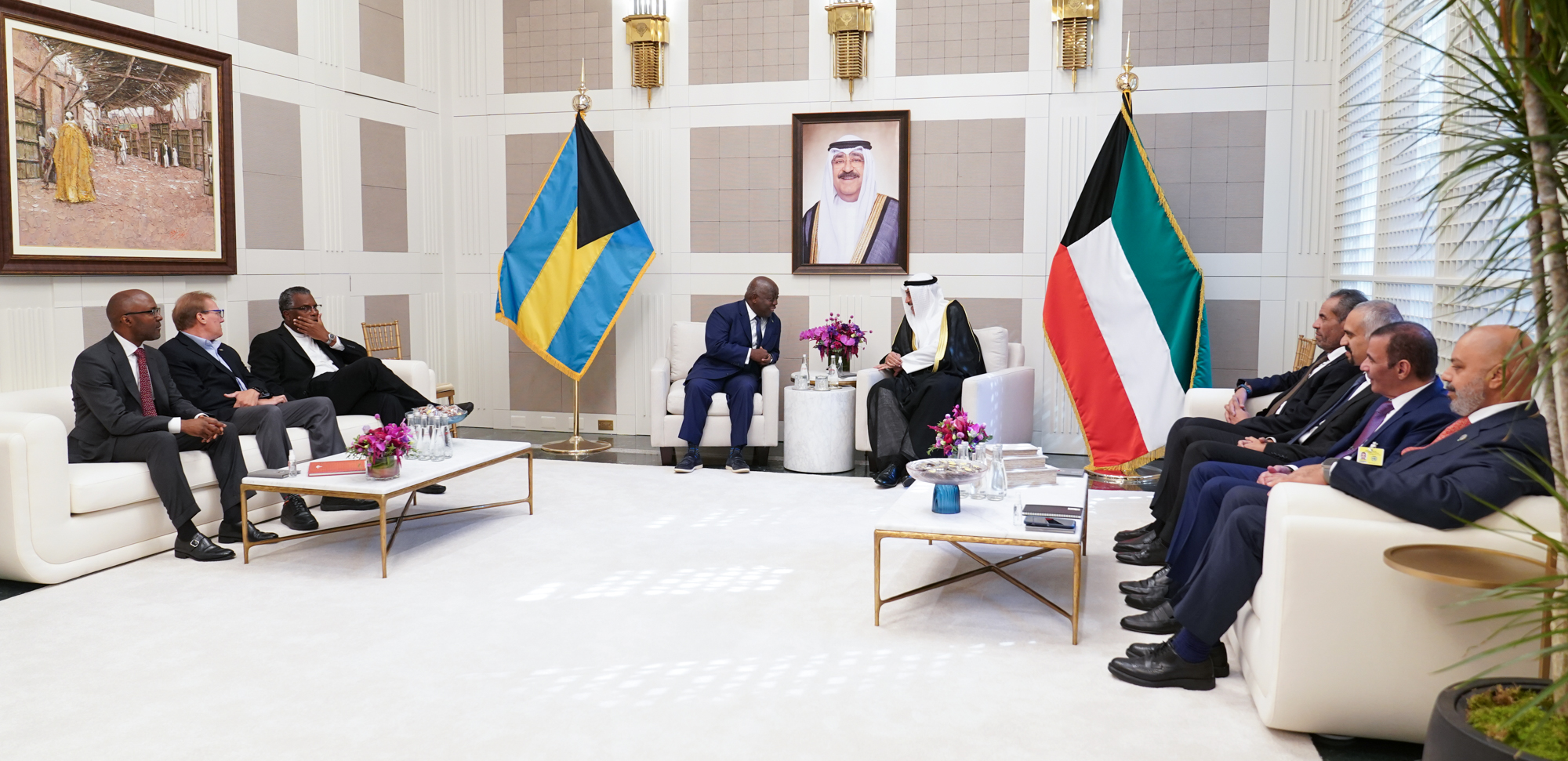 His Highness the Crown Prince during his meeting with President of the Commonwealth of the Bahamas