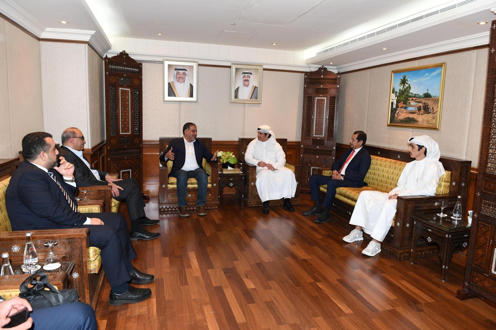 Kuwaiti Minister of State for Youth Affairs Abdulrahman Al-Mutairi receives Iraqi counterpart Ahmad Al-Mubarqa