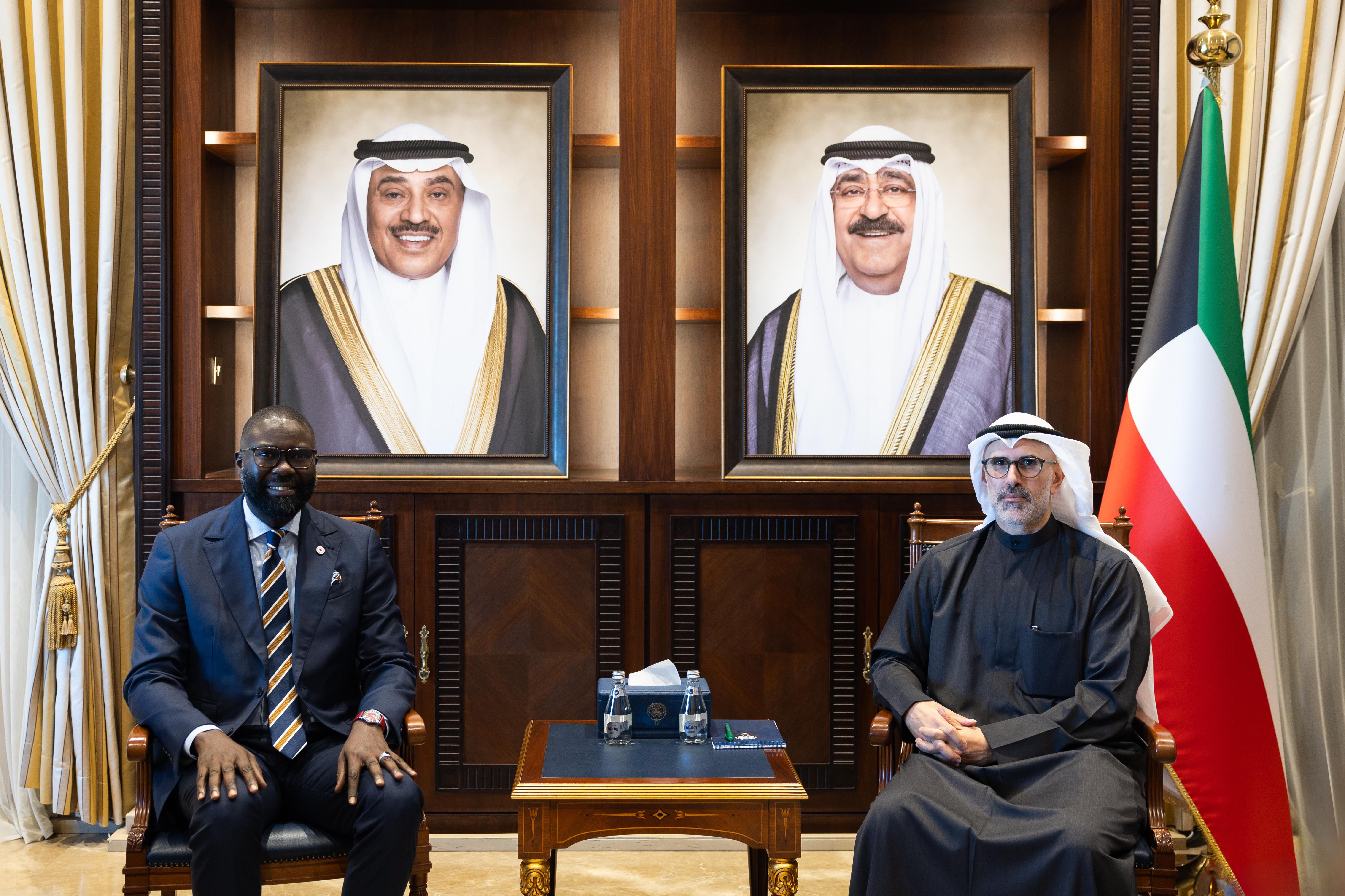 Kuwaiti Deputy FM Ambassador Sheikh Jarrah Jaber Al-Ahmad Al-Sabah receives Head of ICRC regional delegation to GCC Mamadu Sow