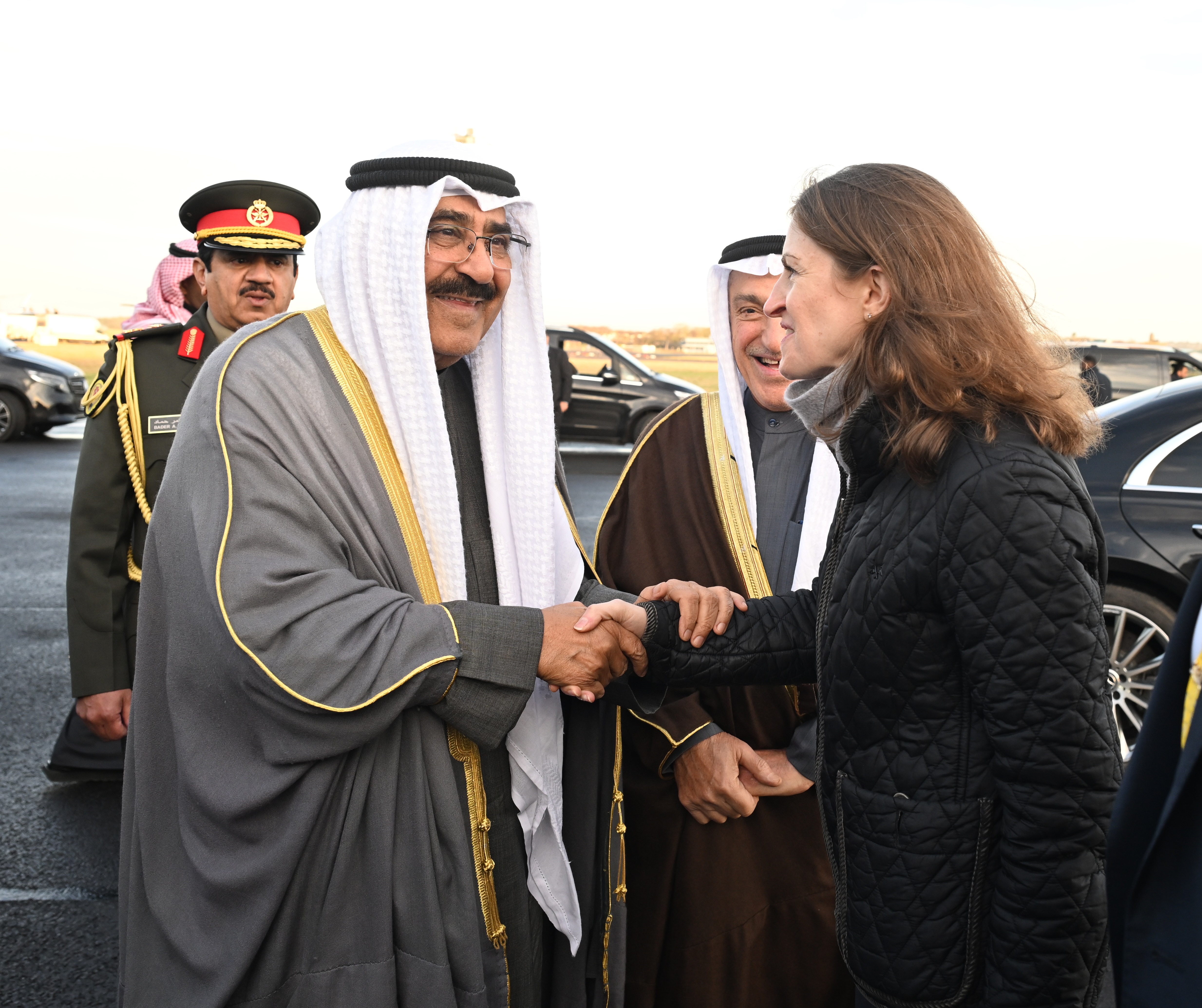 His Highness the Amir Sheikh Meshal Al-Ahmad Al-Jaber Al-Sabah and his accompanying delegation departing Scotland