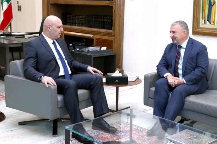 President Joseph Aoun with Jean-Christophe Carret, World Bank Director for the Middle East Department