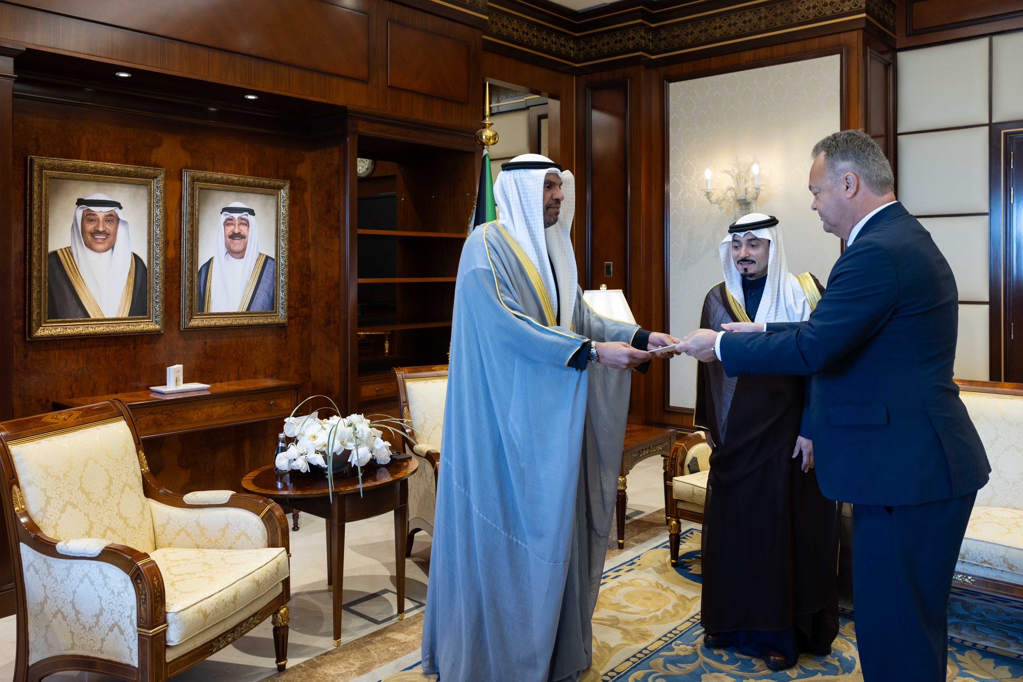 Kuwait Minister of Foreign Affairs Abdullah Al-Yahya received credentials of non-resident Ambassador of Norway to Kuwait and Ambassador to Abu Dhabi Olav Myklebust
