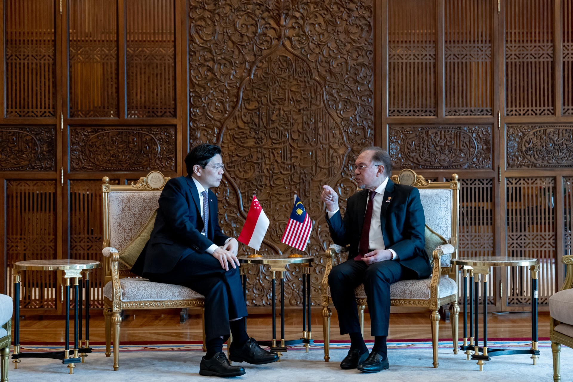 Singaporean Prime Minister Lawrence Wong with his  Malaysian counterpart Anwar Ibrahim