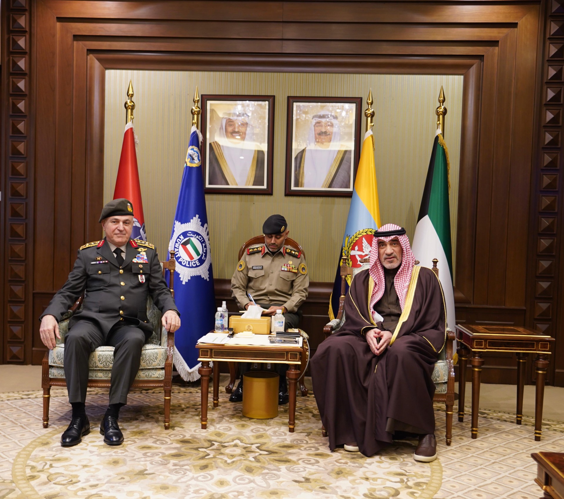 First Deputy Prime Minister Sheikh Fahad Yusuf Saud Al-Sabah with the visiting Turkish Chief of the General Staff General Metin Gurak