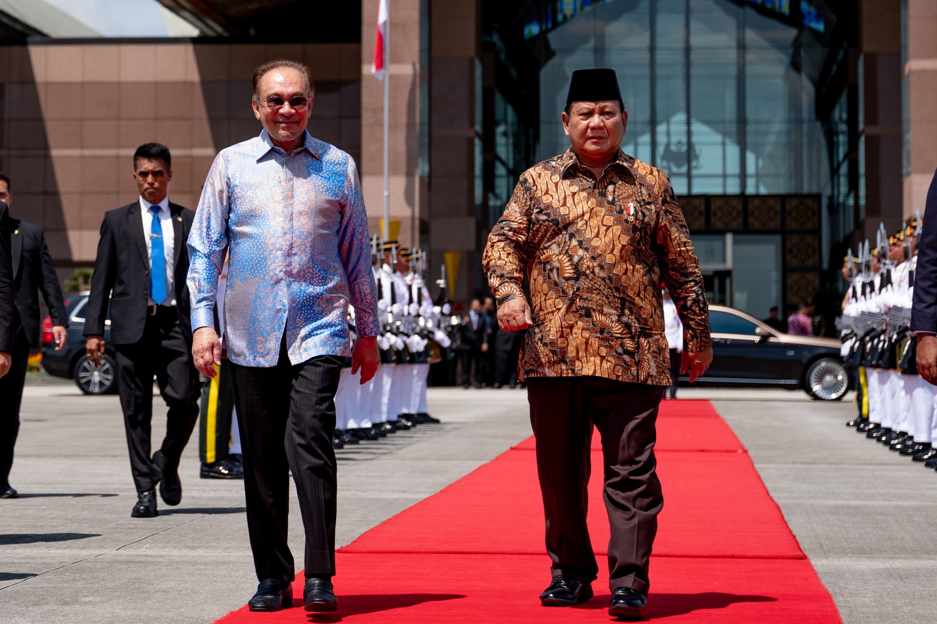 Indonesian President Prabowo Subianto during his visit to Malaysia and meeting Malaysian Prime Minister Anwar Ibrahim 