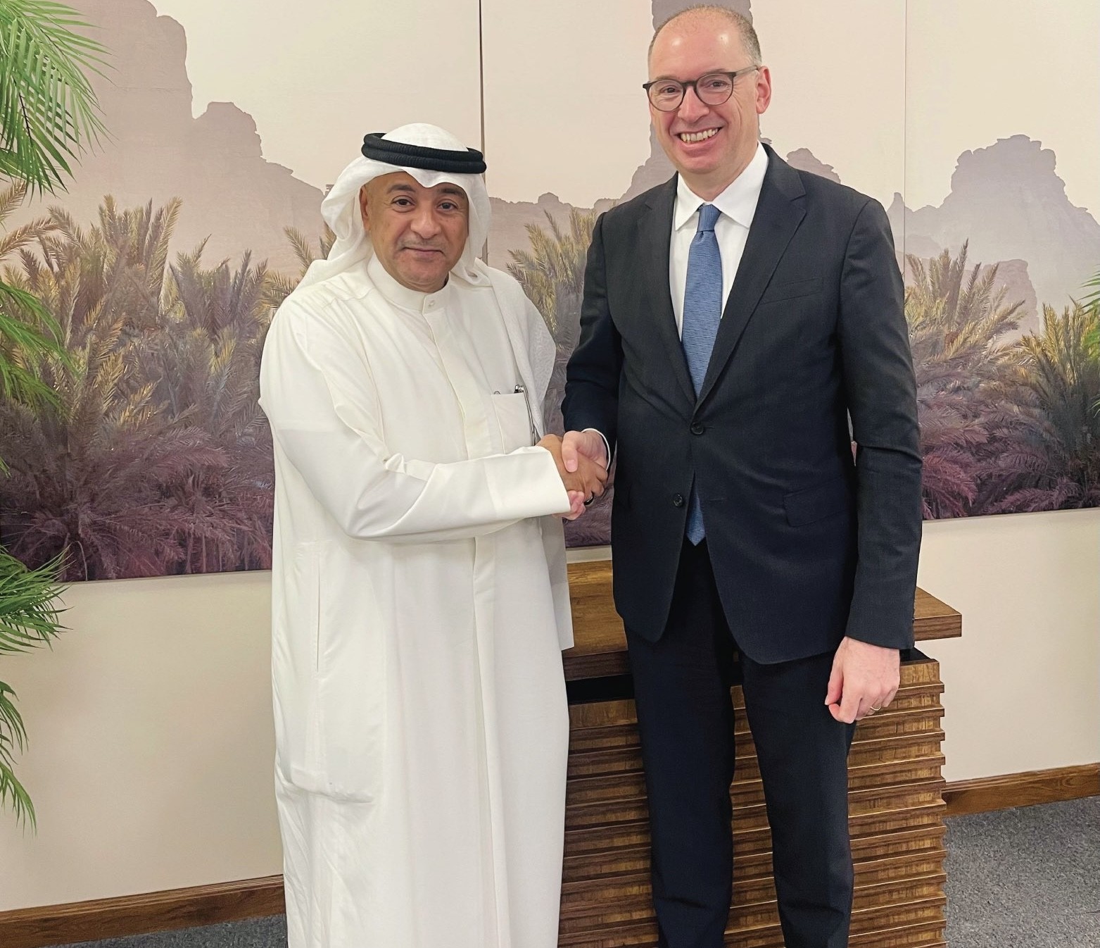 الأمين العام لمجلس التعاون لدول الخليج العربية جاسم البديوي مع وزير الدولة بوزارة التعاون الاقتصادي والتنمية الدولية الألماني نيلز أنين