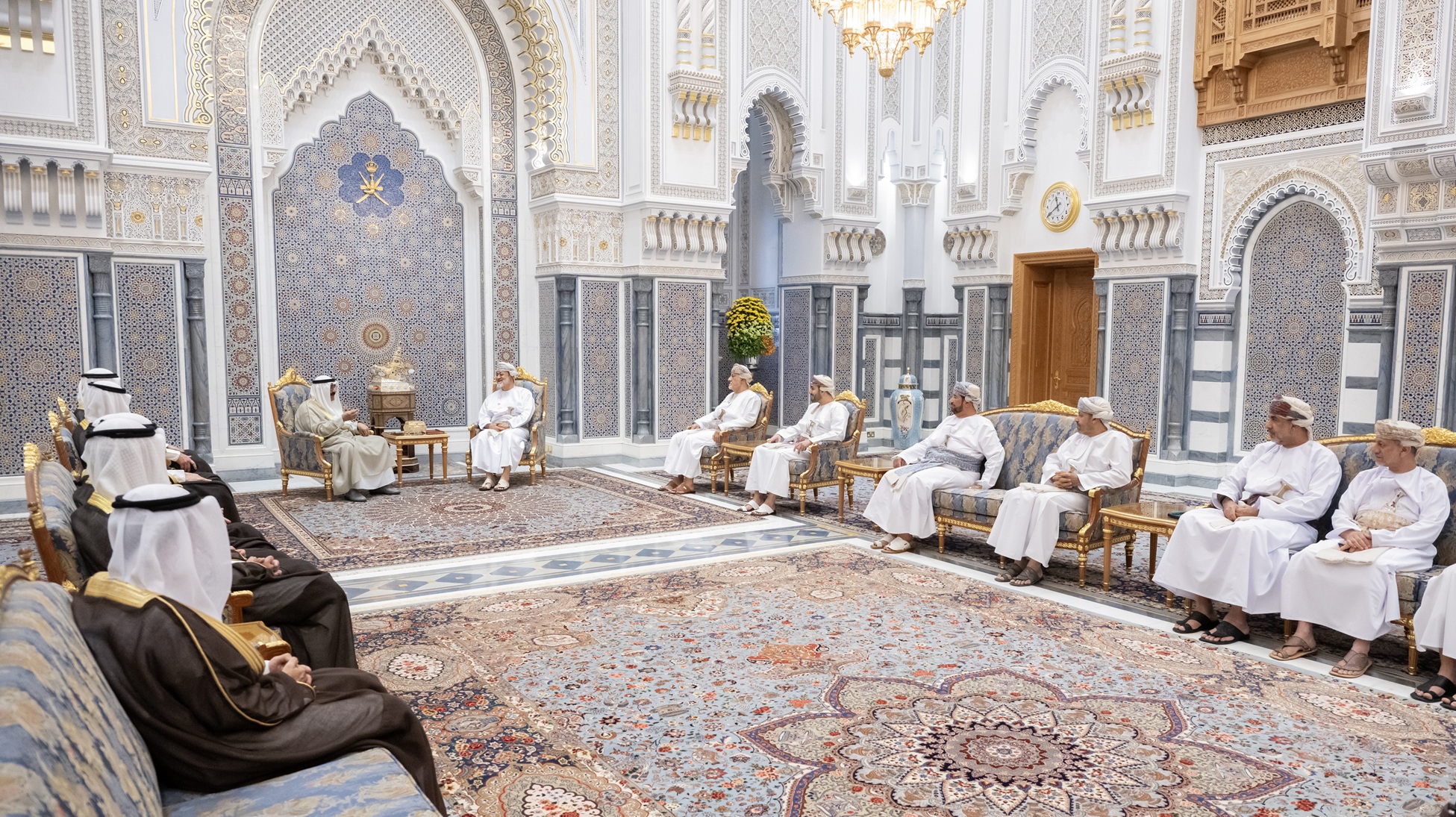 His Highness the Amir Sheikh Meshal Al-Ahmad Al-Jaber Al-Sabah with Sultan Haitham bin Tareq of the Sultanate of Oman