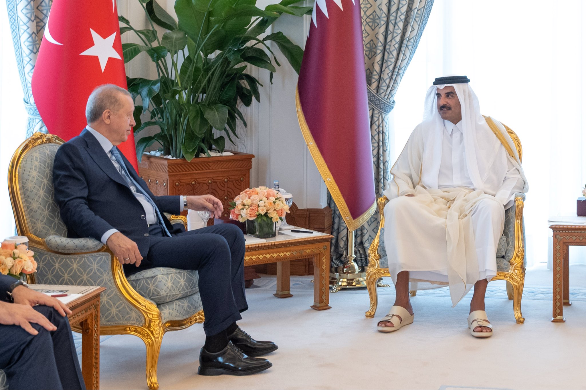 أمير قطر الشيخ تميم بن حمد مع الرئيس التركي رجي طيب اردوغان