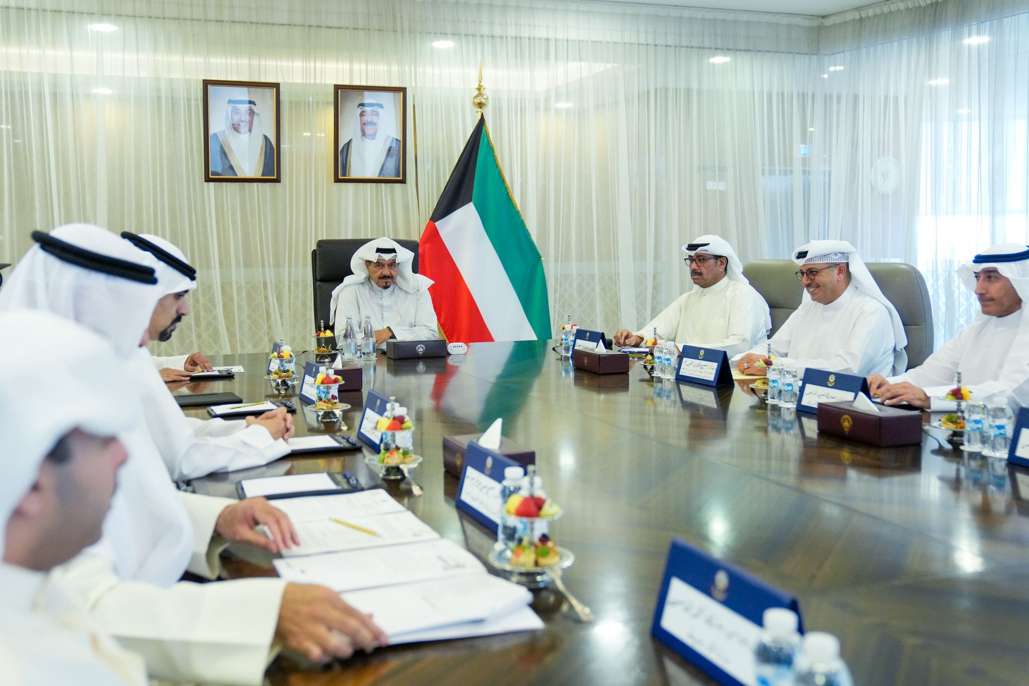 His Highness the Prime Minister Sheikh Ahmad Abdullah Al-Ahmad Al-Sabah chairs the 32nd meeting of the ministerial committee tasked with mega development projects