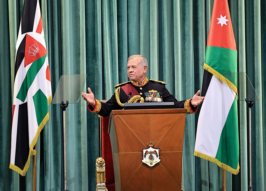 Jordan's King Abdullah II during Opening the second ordinary session of the 20th Parliament (House of Representatives and Senate)