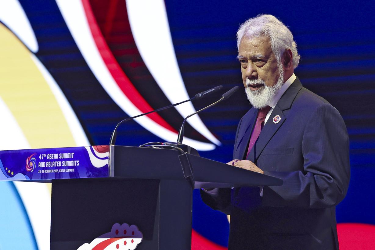 رئيس وزراء جمهورية تيمور-ليستي زانانا غوسماو أثناء إلقاء كلمته