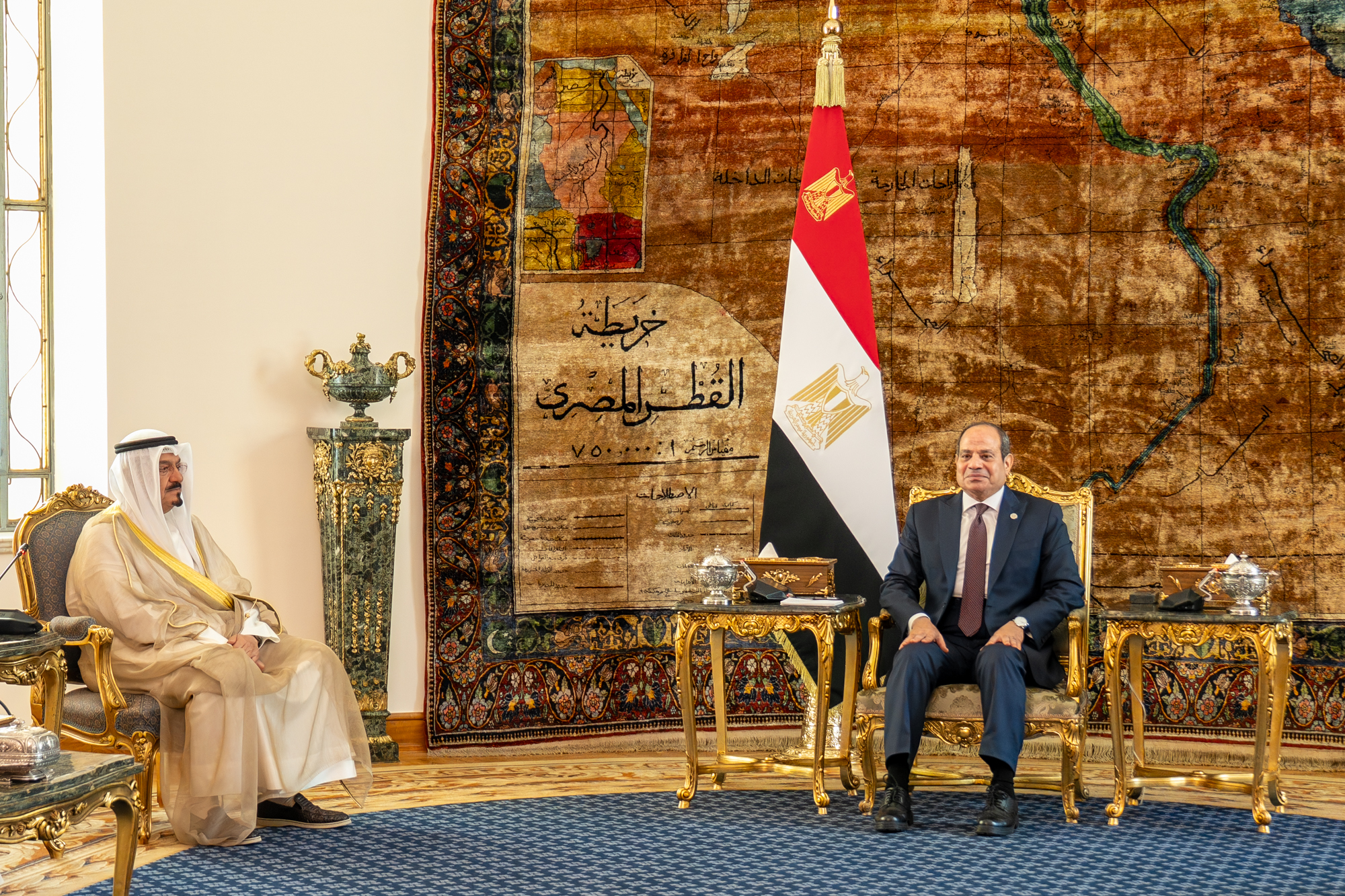 Egyptian President Abdelfattah Al-Sisi receives the Representative His Highness the Amir Sheikh Meshal Al-Ahmad Al-Jaber Al-Sabah