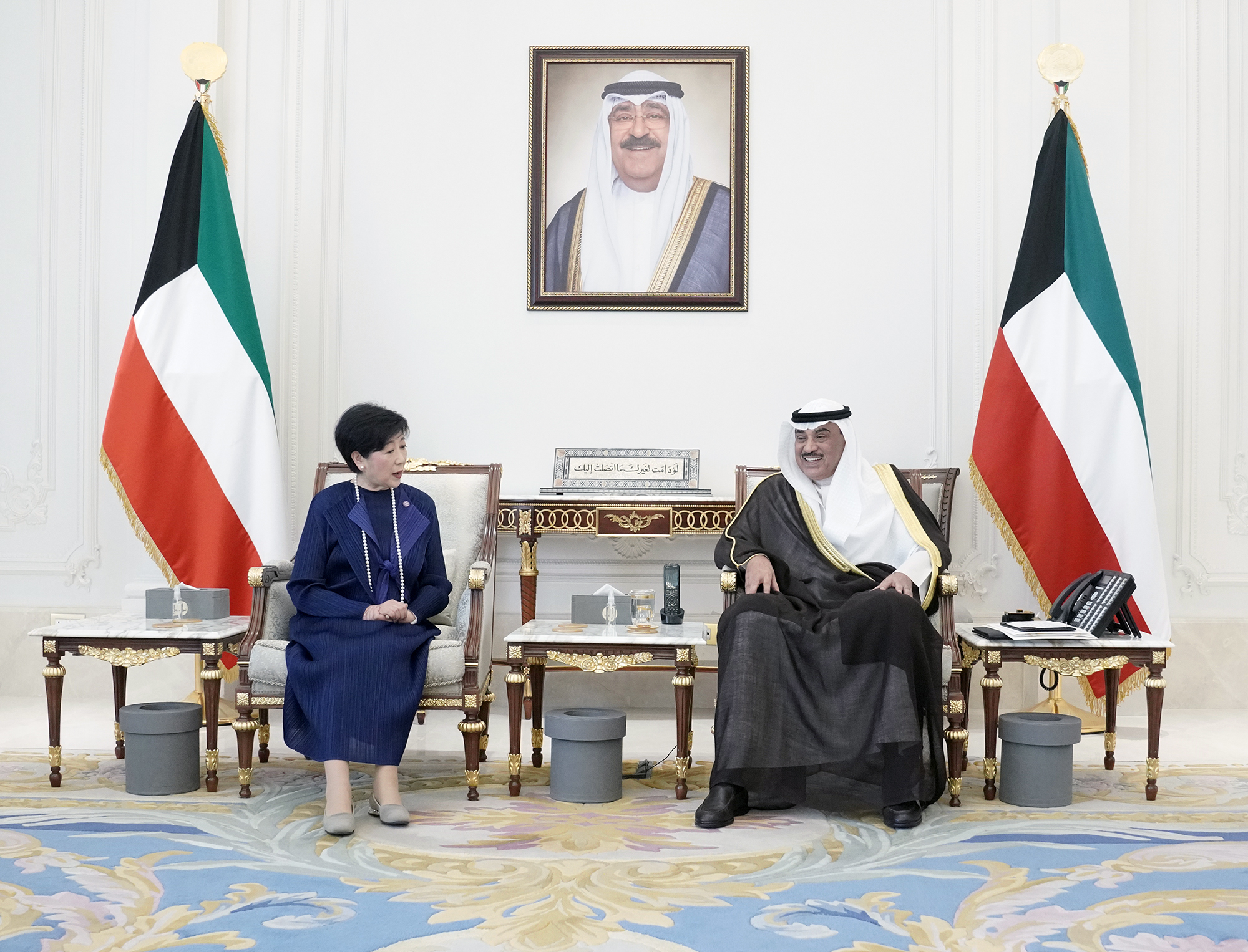 سمو ولي العهد الشيخ صباح خالد الحمد الصباح يستقبل حاكمة طوكيو في اليابان يوريكو كويكي