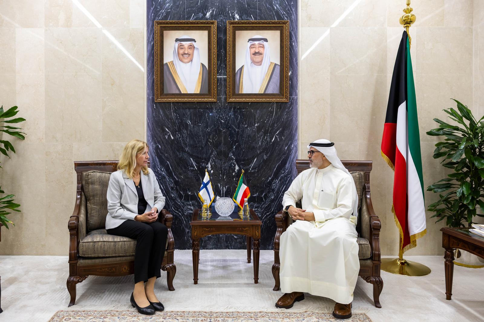 Kuwait's Deputy Foreign Minister Ambassador Sheikh Jarrah Jaber Al-Ahmad Al-Sabah meets Finland Under-Secretary of State Outi Holopainen