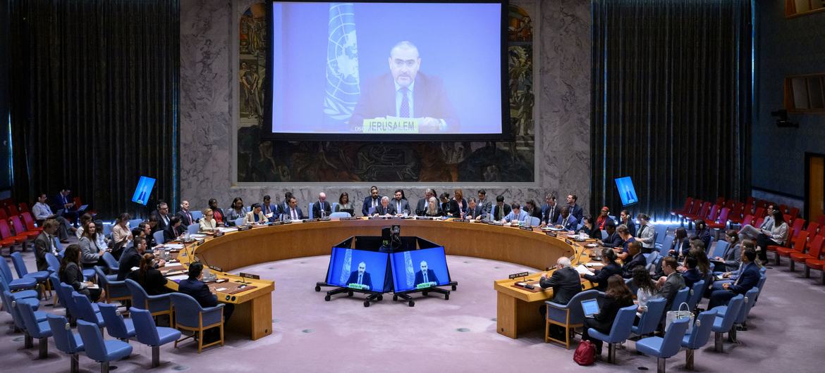 إحاطة قدمها نائب المنسق الخاص للأمم المتحدة لعملية السلام ومنسق الشؤون الإنسانية في الأرض الفلسطينية المحتلة رامز الأكبروف