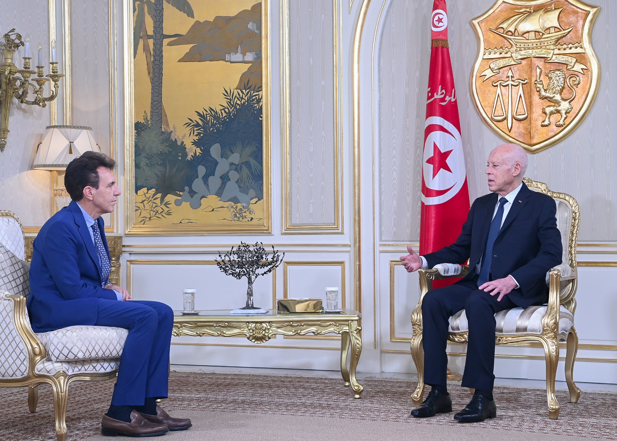 Lors de la rencontre entre le président tunisien et l'ambassadeur de l'UE