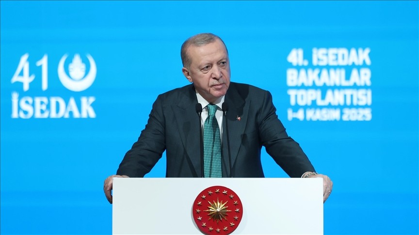 Turkish President Recep Tayyip Erdogan during the opening of the 41st meeting of the Standing Committee for Economic and Commercial Cooperation of the Organization of Islamic Cooperation