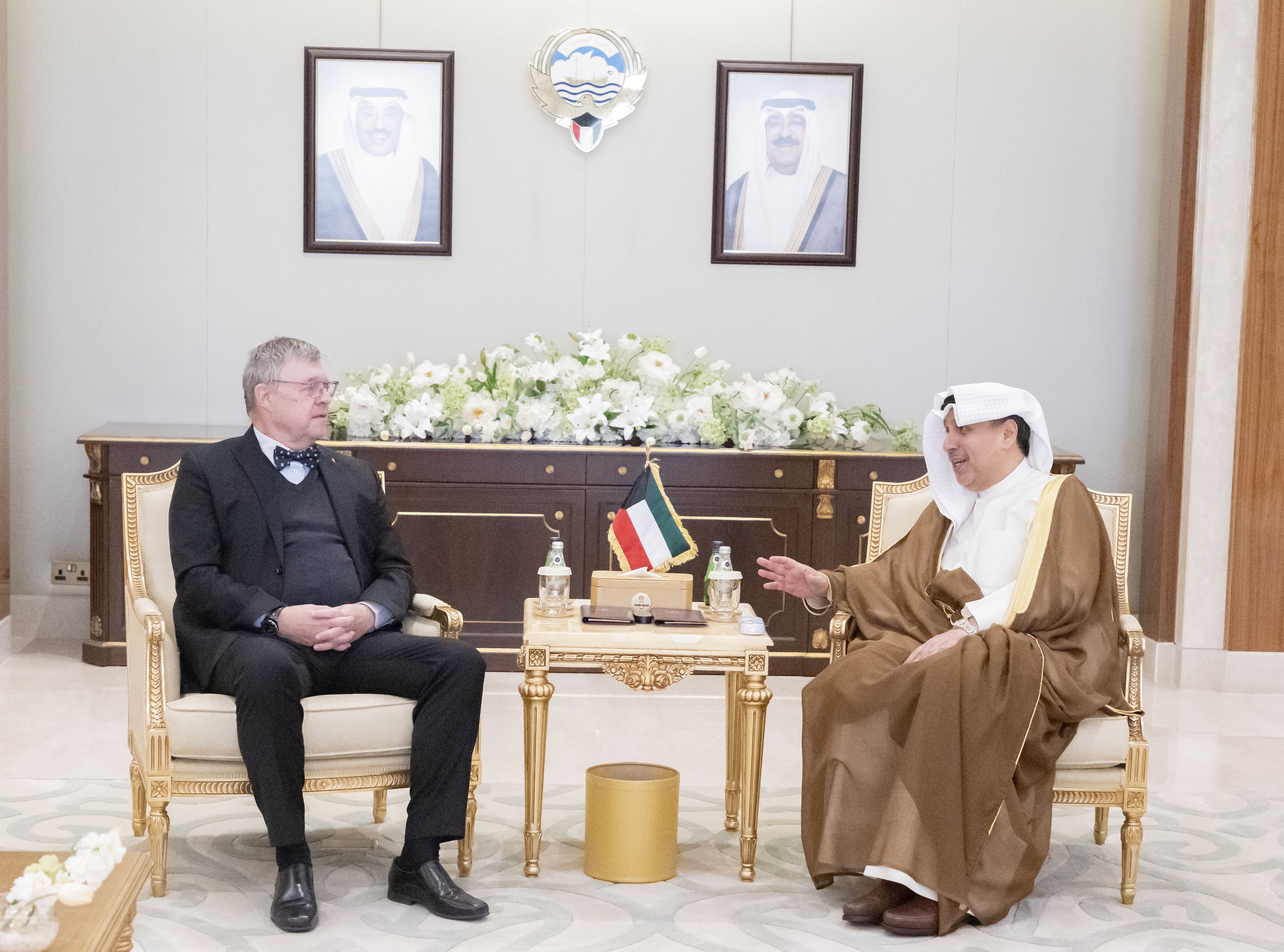 Minister of the Amiri Diwan Affairs Sheikh Hamad Jaber Al-Ali Al-Sabah with Czech Ambassador to Kuwait Juraj Chmiel