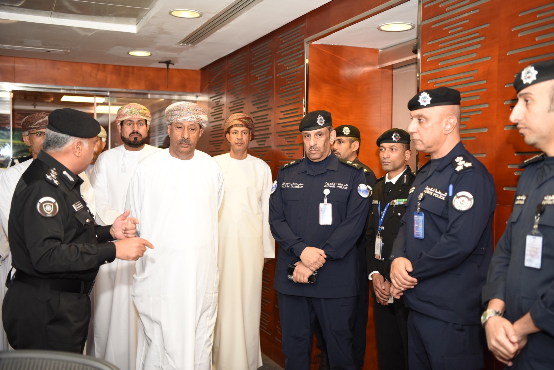Acting Undersecretary of Interior Ministry of Maj. Gen. Ali Al-Adwani and visiting Assistant General Inspector of Omani Police Maj. Gen. Abdullah Al-Harthy