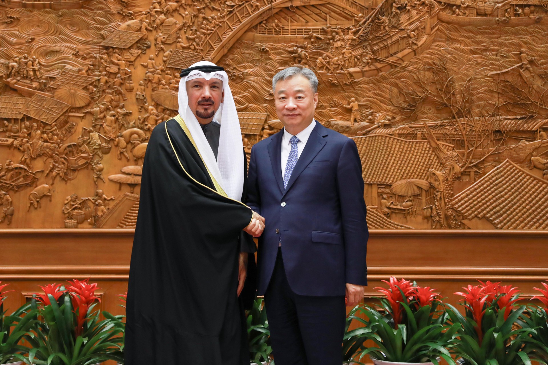 Ambassador of the State of Kuwait to China Jassem Al-Najem with Chinese Vice Foreign Minister Miao Deyu