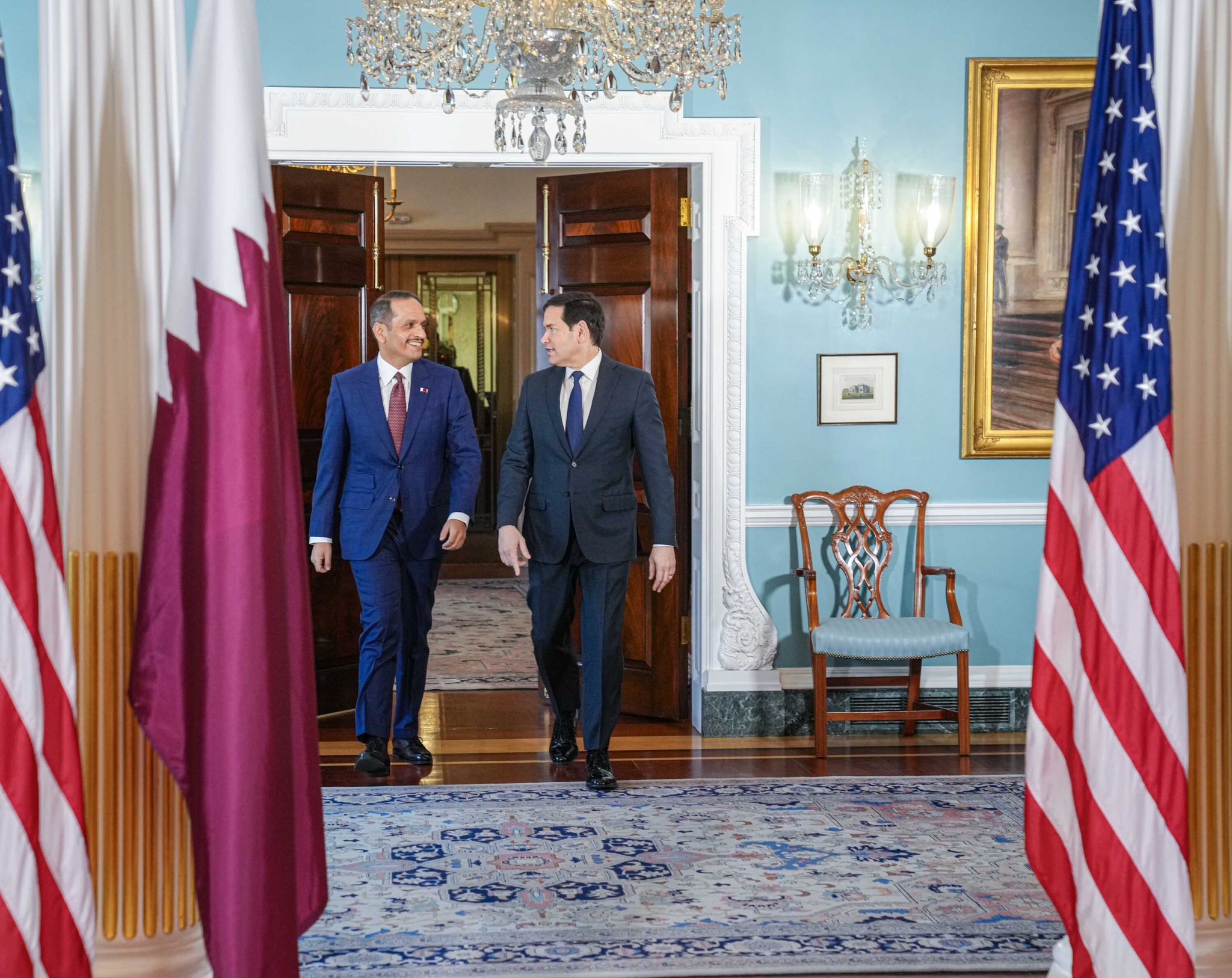 رئيس مجلس الوزراء القطري يلتقي وزير الخارجية الامريكي في واشنطن                                                                                                                                                                                           