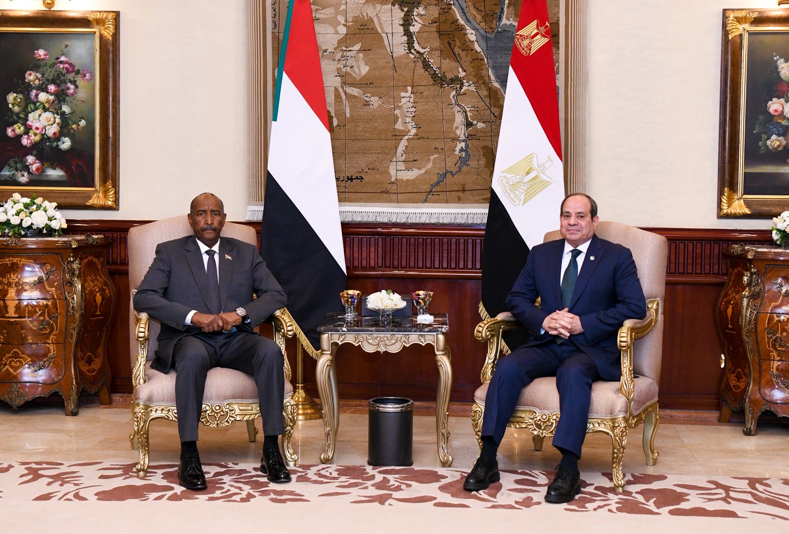 Egyptian President Abdulfattah Al-Sisi receives President of the Sovereign Council of Sudan General Abdulfattah Al-Burhan