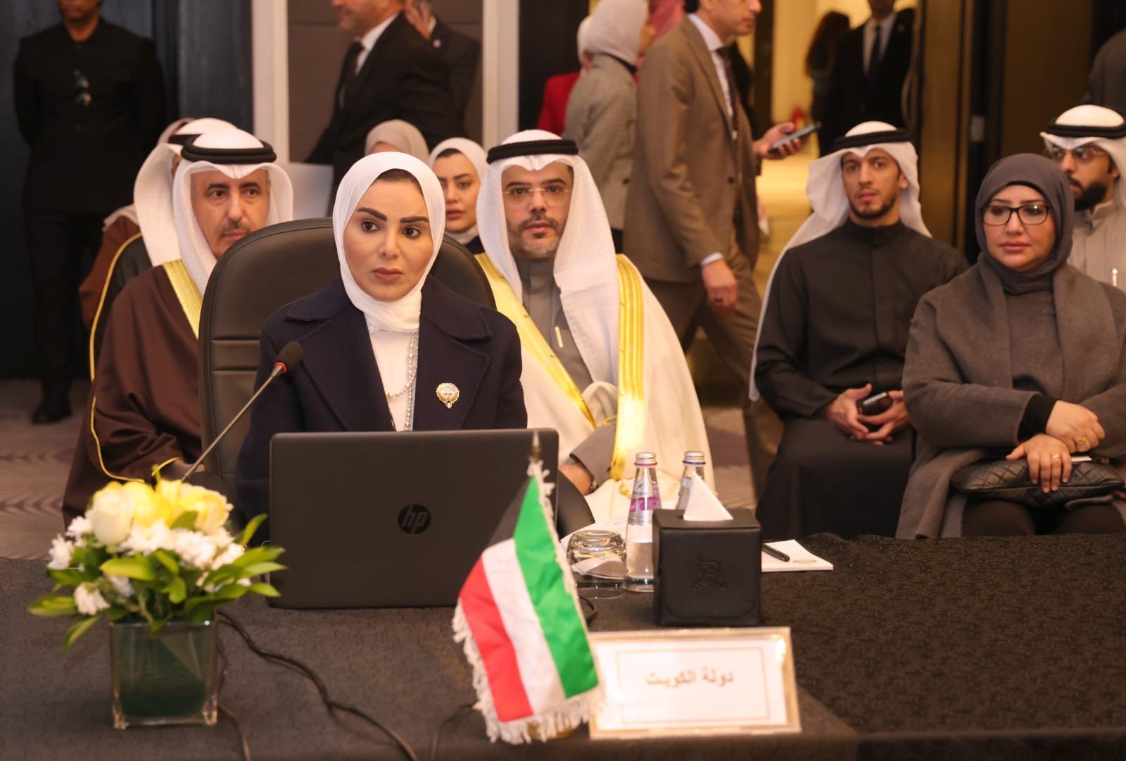 وزير الشؤون الاجتماعية خلال إلقاء كلمتها في اجتماع وزراء الشؤون العرب في الأردن