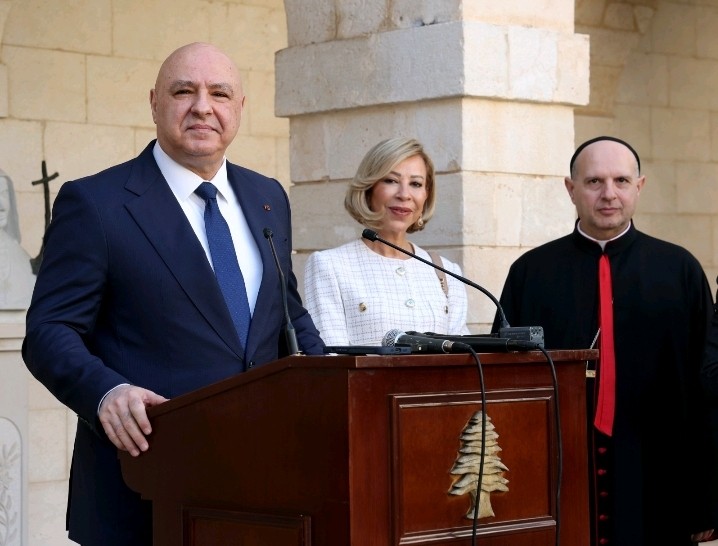 Lebanese President Joseph Aoun in a press conference