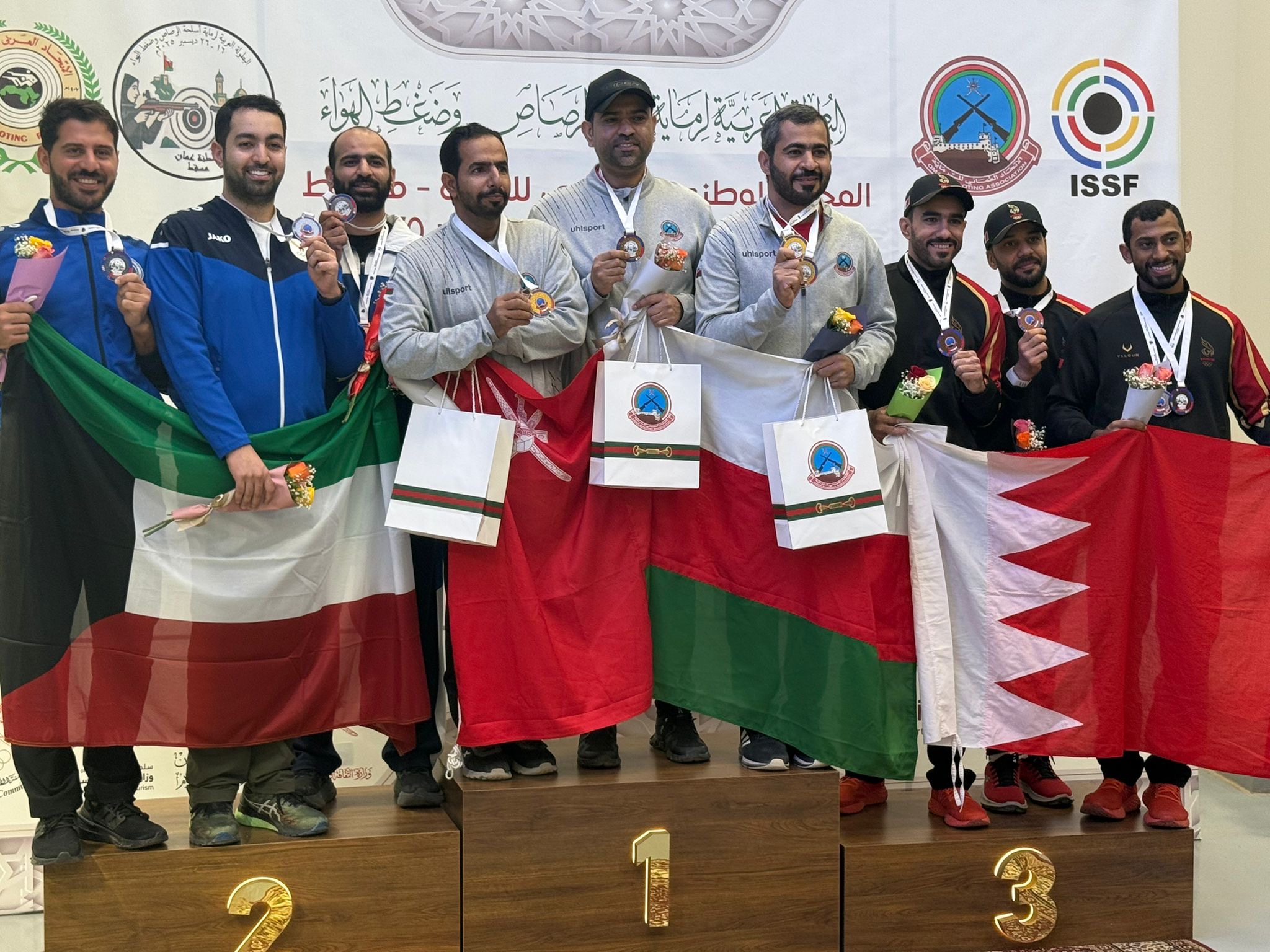 Kuwait's national shooting team on the podium