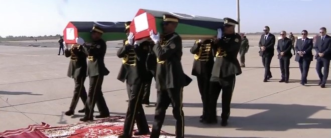 جانب من مراسم التأبين الرسمية لرئيس الأركان العامة الليبي محمد الحداد