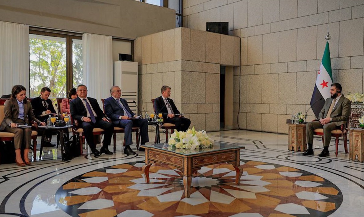 الرئيس احمد الشرع خلال لقائه مع وفد مجلس الامن