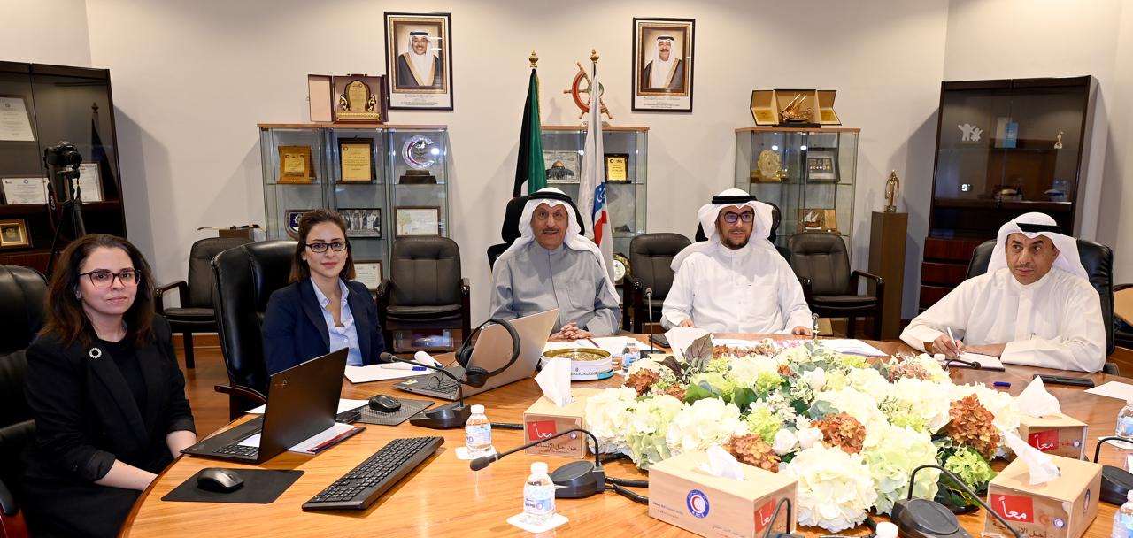 Officials from the Kuwait Red Crescent Society during the video call
