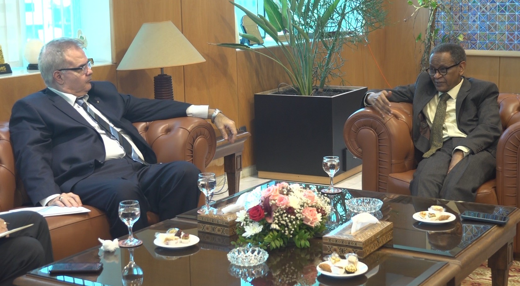 المدير العام لاتحاد إذاعات الدول العربية عبدالرحيم سليمان والسفير الفلسطيني الجديد بتونس رامي القدومي