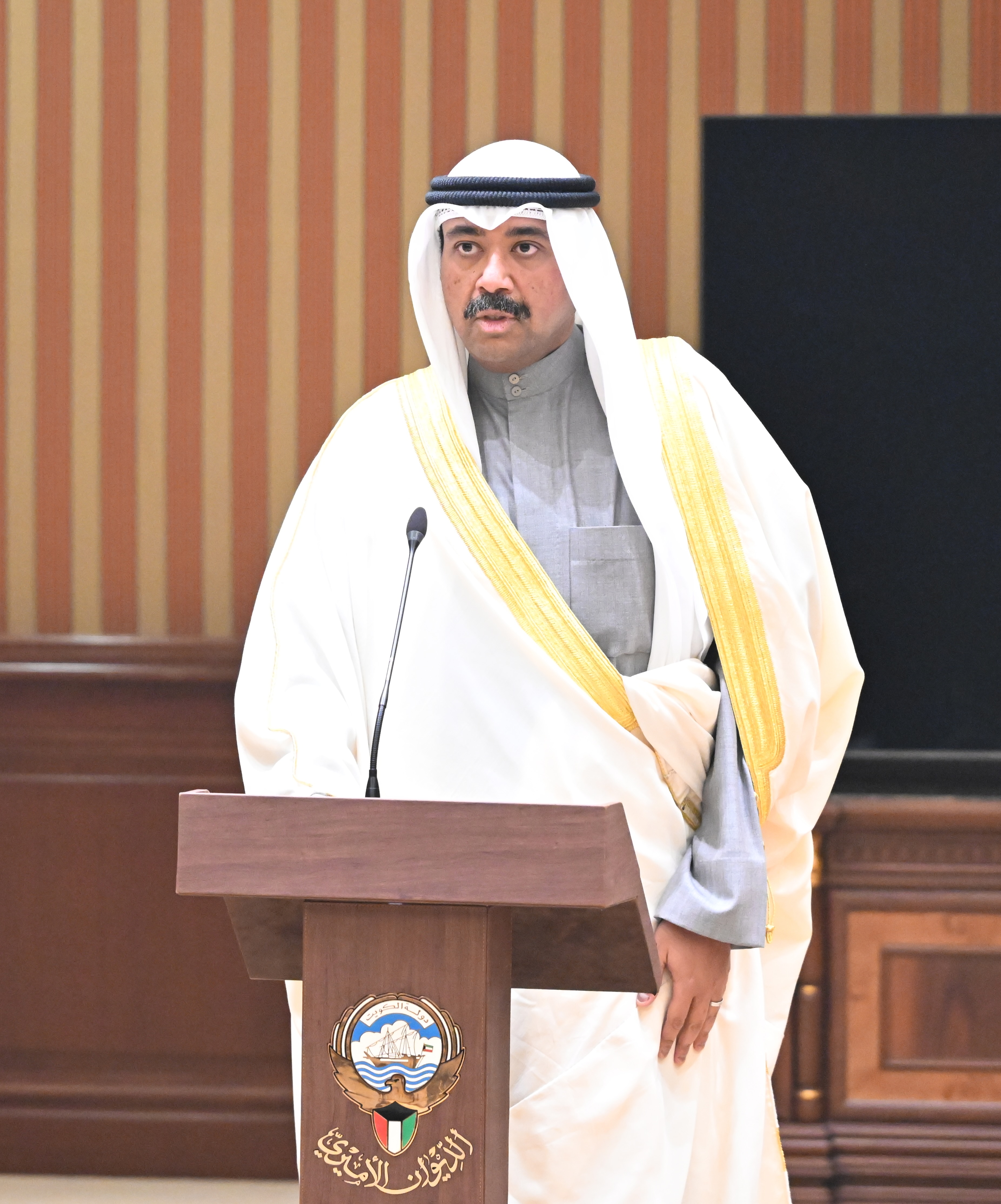 Newly appointed Defense Minister Sheikh Abdullah Ali Abdullah Al-Salem Al-Sabah taking the constitutional oath