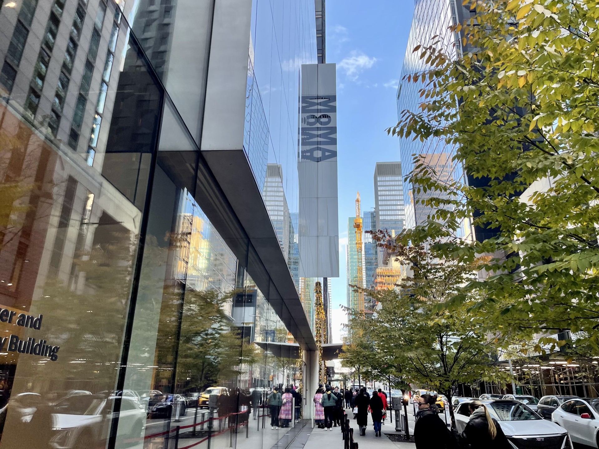 The famous entrance sign of the Museum of Modern Art (MoMA)