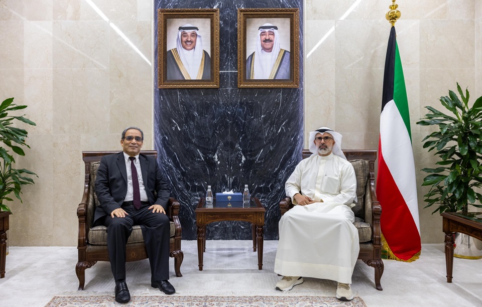 Deputy Foreign Minister Ambassador Sheikh Jarrah Jaber Al-Ahmad Al-Sabah received outgoing Algerian Ambassador to Kuwait Abdulqader Qasimi Al-Huseini