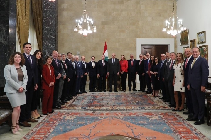 Lebanon's president Joseph Aoun with US Task Force on Lebanon chief Edward Gabriel