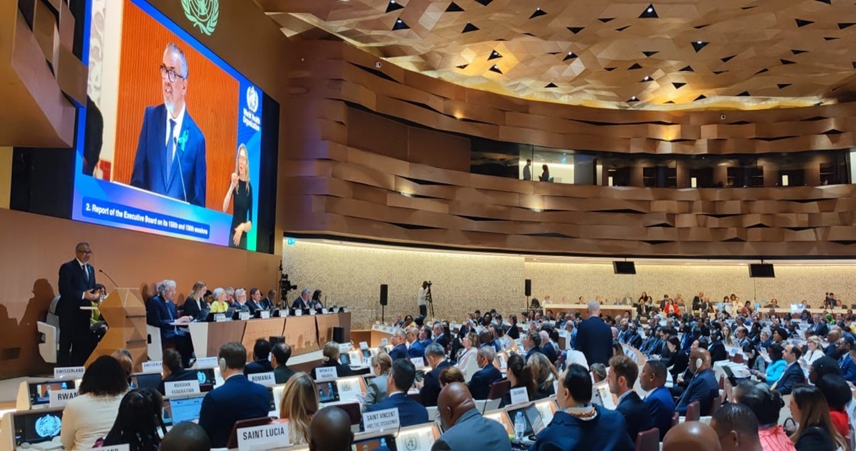 المدير العام لمنظمة الصحة العالمية تيدروس أدهانوم غيبريسوس يلقي تقريره السنوي امام الجمعية العامة للصحة العالمية في دورتها 78